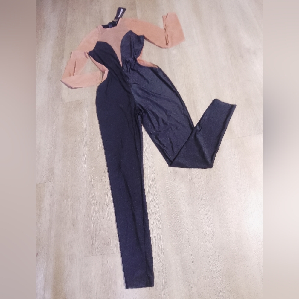 SHEIN Two-Tone Jumpsuit in Dark Blue and Coral